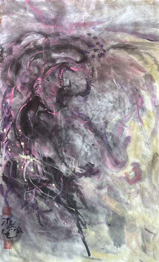 "The Awakening Dragon of the East" - A Fantasy-Color Freehand landscape painting by Mu Ran Gong (Lu Guanyu), exploring the spiritual dialogue between ink and vibrant color.